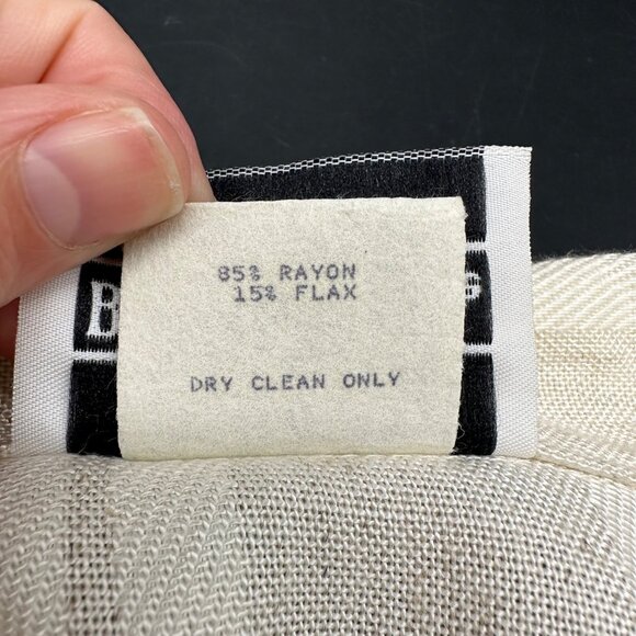 Vintage Cream Beige Dress Button Down Striped 1980s Brittany Nicole USA 13/14 - Picture 6 of 9